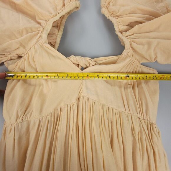 ERIKA PENA Vale Ruffled Maxi Dress with Sleeves Romantic Tiered Boho Sand Beige - Picture 4 of 6